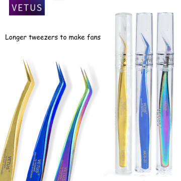 VETUS Longer tweezers for eyelash extension Stainless Steel volume eyelash tweezers professional nail lash tools