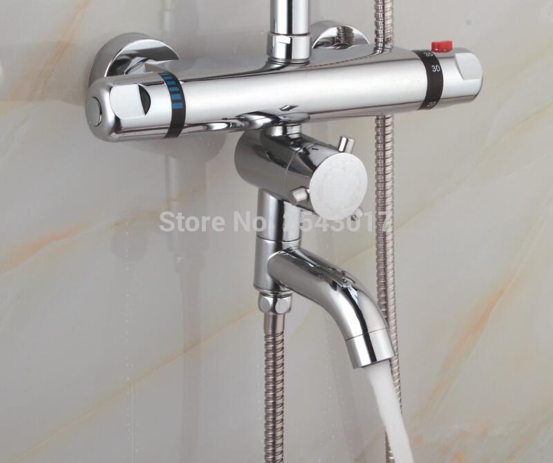 GIZERO Bathroom wall faucet chrome brass thermostatic shower mixing valve torneira banheiro swivel spout thermostat faucet ZR976