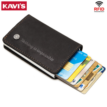 KAVIS 100% Genuine leather Credit Card Holder Automatic Men Slim Anti-theft Protect ID Card Case Business Bank Card Wallets 2020