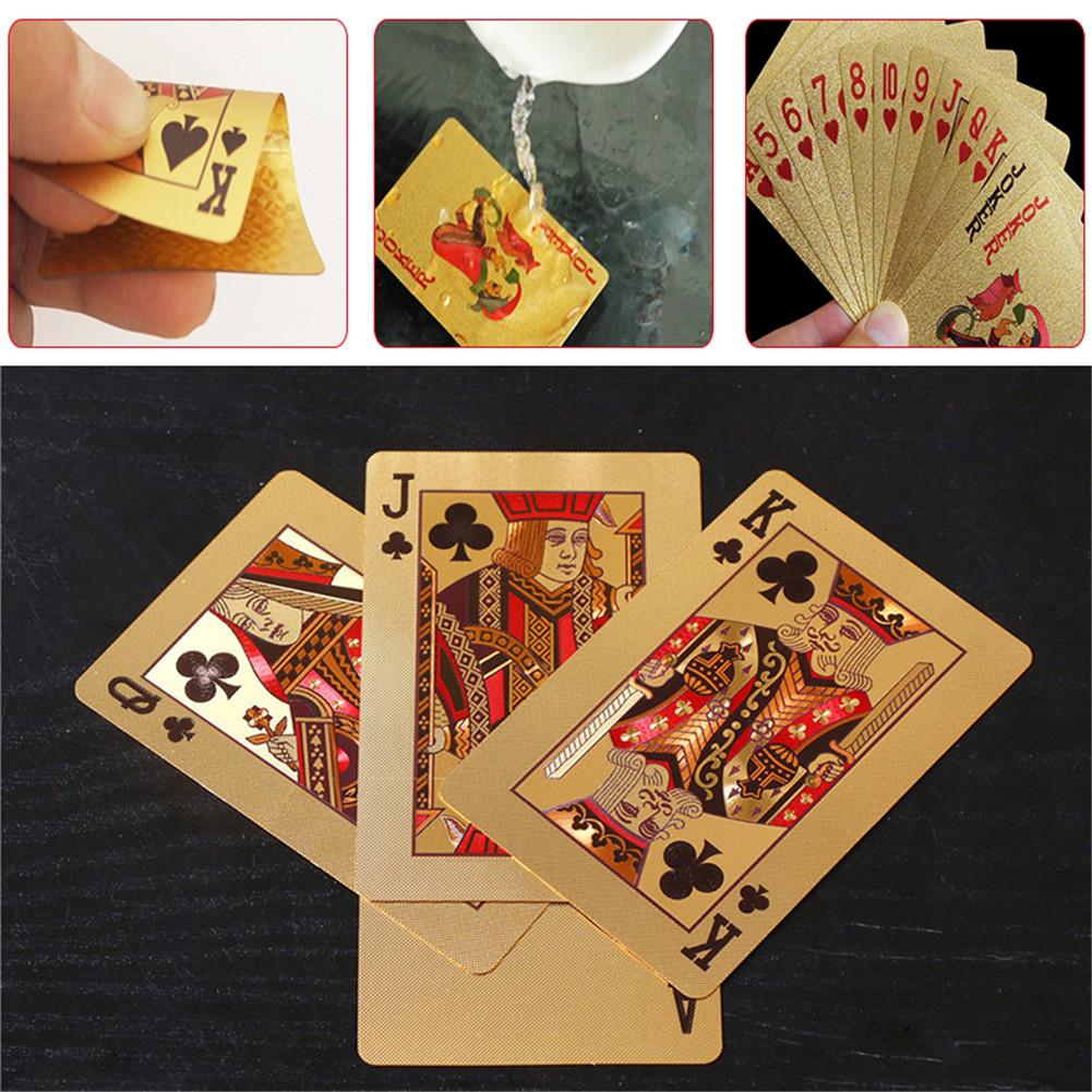 Deck Gold Silver Foil Poker Set Magic Card 24K Gold Plastic Foil Poker Durable Waterproof Cards Gift Golden Playing Cards