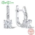 SANTUZZA Jewelry Sets For Women White Cubic Zirconia Jewelry Set Ring Earrings Pure 925 Sterling Silver Fashion Jewelry Set