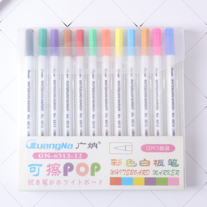 12 colors white board marker pen children drawing marker colorful office pen liquid chalk erasable glass ceramics marker erasble