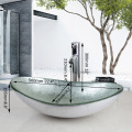 Monite Silver Oval Bathroom Washbasin Countertop Washroom Vessel Vanity Tempered Glass Basin Sink Faucet Set Brass Faucet