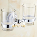 Free shipping Fashion toothbrush holder,Pure copper&glass,,Double cup, Bathroom cup holder bathroom set-wholesale YT-1188