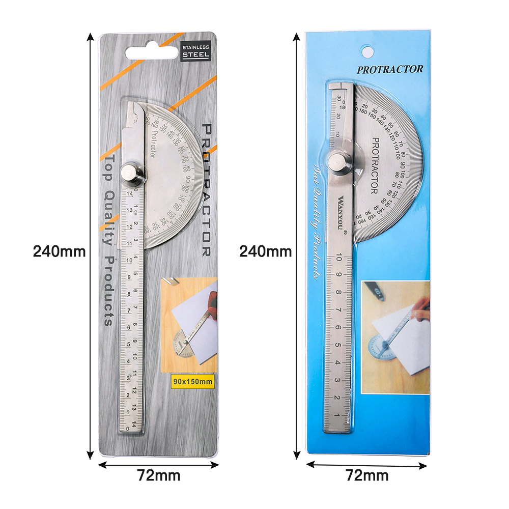 180 Degree Protractor Stainless Steel Angle Gauge Adjustable Multifunction Semicircle Ruler Mathematics Measuring tool