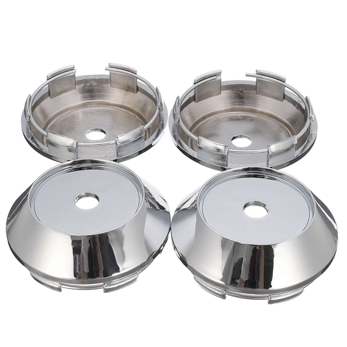 4pcs Universal 68mm ABS Chrome Car Wheel Center Plain Hub Caps Covers Holder