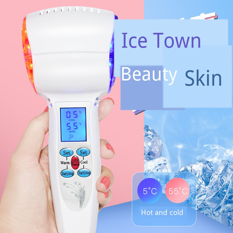 Face Care Device Hot Cold Hammer Skin Beauty Massager Cryotherapy Blue Photon Acne Treatment Lifting Rejuvenation Facial Machine