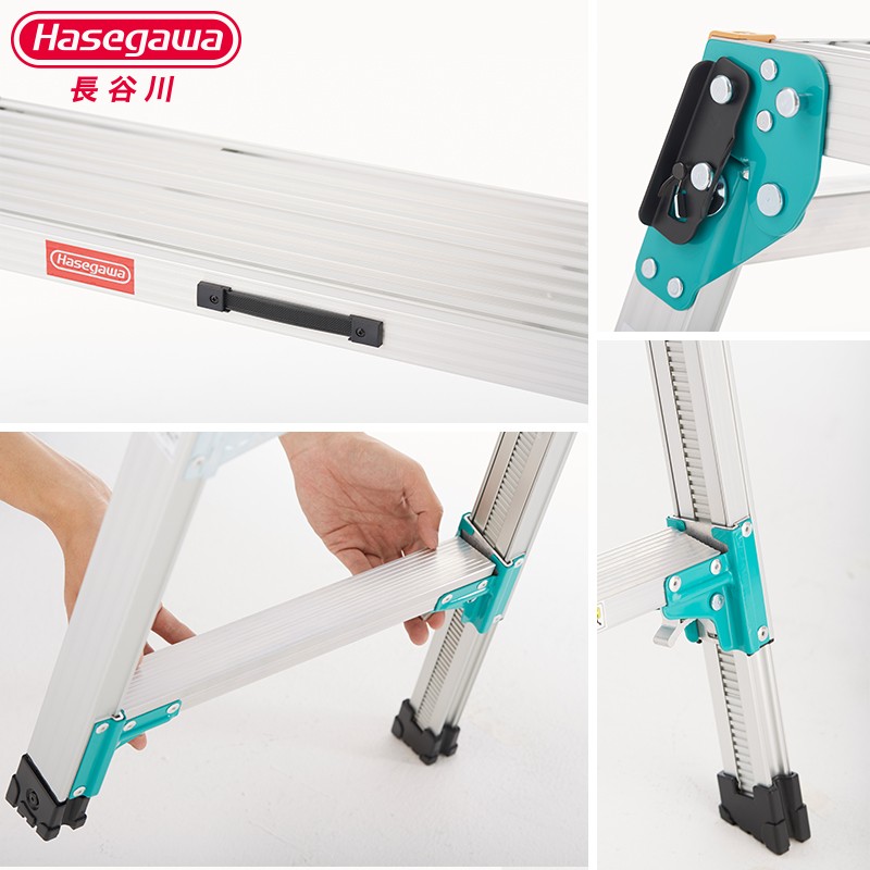 HASEGAWA Work platform Aluminum alloy Step Ladder Drywall Safe Heavy Duty Portable Bench Folding Ladders Stool mint green