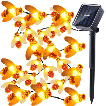 5M Solar Lights String 20 Led Honey Bee Shape Solar Powered Fairy Lights For Outdoor Home Garden Fence Summer Decoration