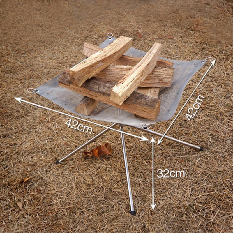 Outdoor Foldable Stainless Steel Mesh Firewood Furnace Burn Pit Stand Carbon Heating Stove Rack Platform Charcoal Camping Tools