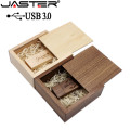 JASTER USB 3.0 walnut maple wood Photo Album usb+Box usb flash drive Pendrive 64GB 16GB 32GB Wedding gift box (105mm*95mm*40mm)