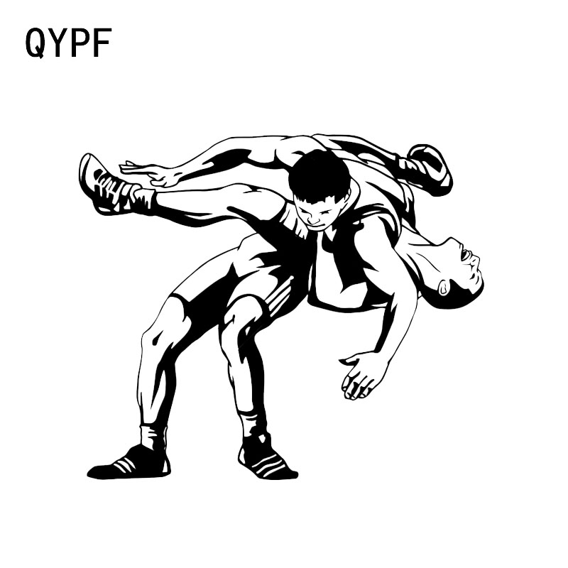 QYPF 15.6*13.4CM Mysterious Wrestling Stickers Car Styling Vinyl Accessories Silhouette C16-0409