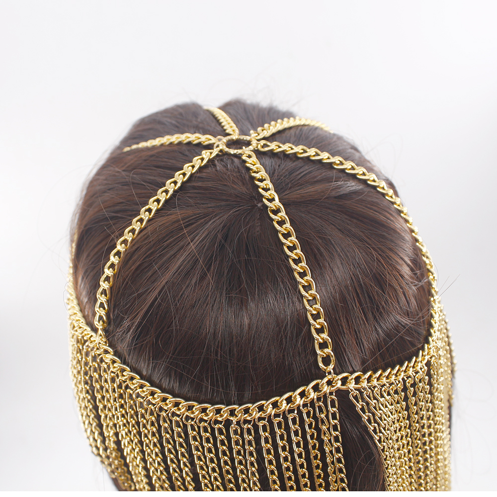 New arrival Luxury Fashion Women Punk Multi Layer Metal Head Chain Jewelry Forehead Headband Hair Jewelry