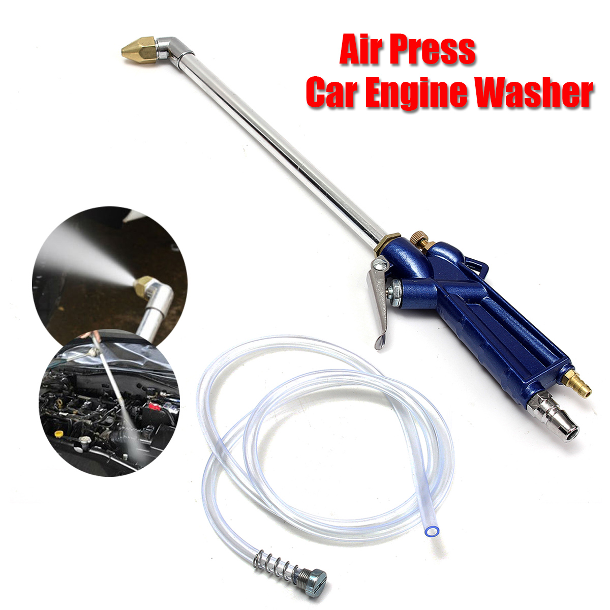 Car Engine CarEngine Oil Cleaner Tool Auto Water Cleaning G un Pneumatic Tool with 120cm Hose Machinery Parts Alloy 400mm