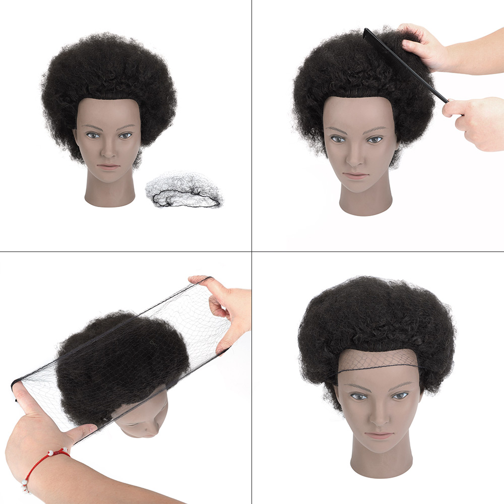 100% Real Human Hair Afro Training Head Hairdressing Practice Mannequin and Clamp Head Dolls for Hairdressers Maniquin Head