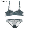 Brand Comfortable Thin Cotton Brassiere Green Sexy Bra And Panties Set Lace Lingerie Embroidery Women Underwear Set High Quality