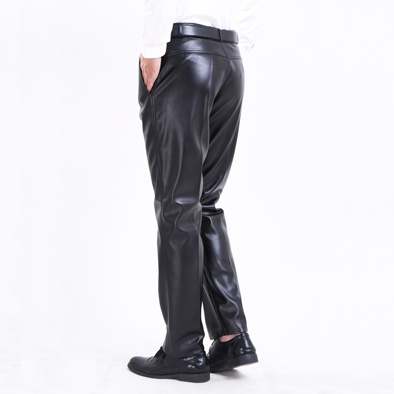 Thoshine Brand Men Winter PU Leather Pants Lining Thick Fleece Heavyweight Male Thermal & Warm Trousers Windproof Waterproof