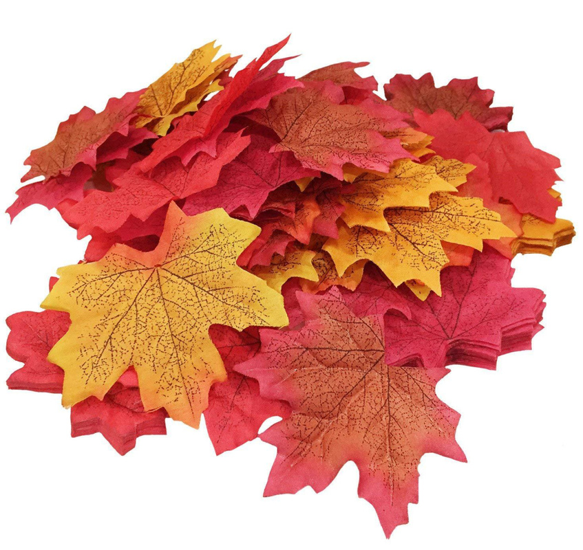 50-500 Pcs Artificial Maple Leaves Simulation of Decorative Maple Leaves Fake Autumn Leaves for Home Wedding Party Decoration