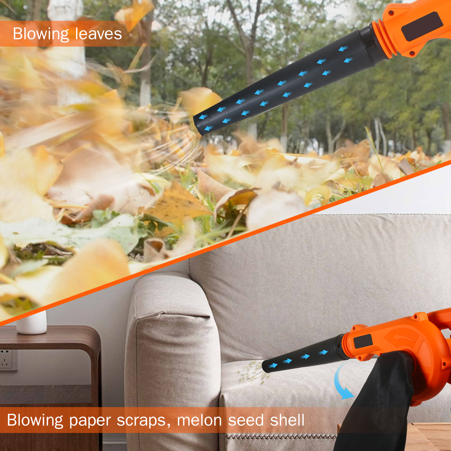 Cordless Leaf Blower Vacuum 21V 4.0 Ah Lithium Battery Powered Electric 2 in 1 Sweeper &amp; Vacuum for Clearing Dust Leaf Snow
