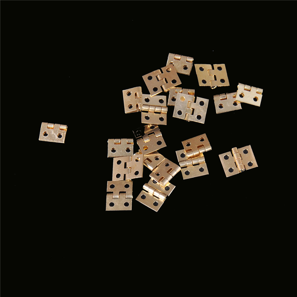 20pcs Cabinet Door Hinges Brass Plated Mini Hinge Small Decorative Jewelry Wooden Box Furniture Accessories 8mm*10mm