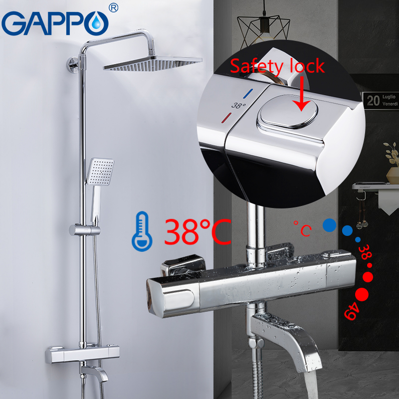 GAPPO shower system thermostatic mixer taps shower water mixer Rainfall bathroom shower wall mounted bathtub faucets