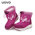 Children Slip-on Winter Boots Uovo Boys Girls Short Boots Size 25-33 Plush Water Repellent Snowshoes Light-weight Thermal Shoes