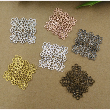 BASEHOME 20pcs 21mm Copper Filigree Flower Wraps Connectors Flower Charms Pendant for DIY Jewelry Material