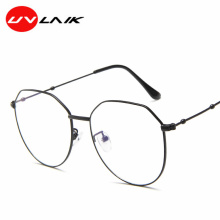 UVLAIK Woman Polygon Glasses Frame Brand Design Lovely Shape Metal Frames Filter Blue Light Female ultra working Eyewear