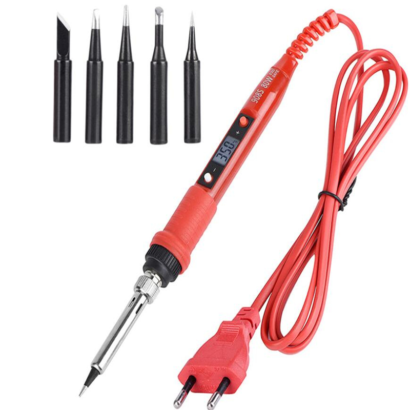 110V 220V 80W LCD Soldering iron kit adjustable temperature solder welding tools Ceramic heater soldering tips 15kind copper tip