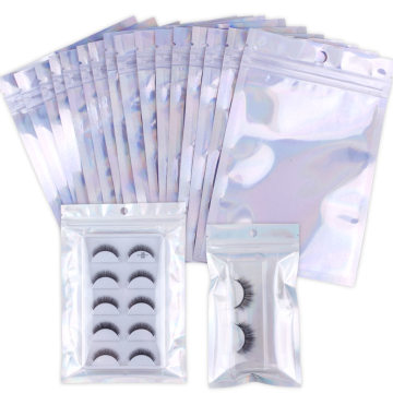 10/20/30/40pcs Wholesale Eyelashes Lash Package Holographic Laser Ziplock Bag Lashes Eyelash Packaging Boxes DIY Party Gift Bags