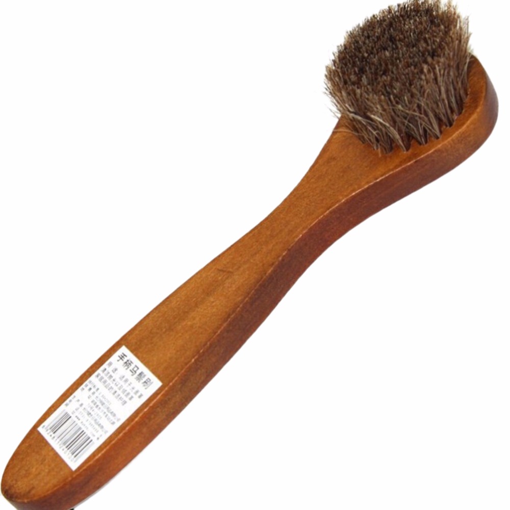 Hot 1 PCS Wooden Long Handle Brushes Bristle Horse Hair Shoe Boot Polish Applicator Polish Dauber