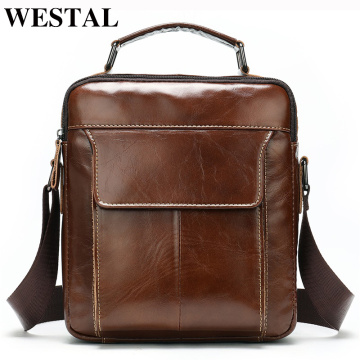 WESTAL Messenger Bag Men's Shoulder Bags Genuine Leather Fashion Leather Bag Men Small Messenger Crossbody Bags for Men Flap369