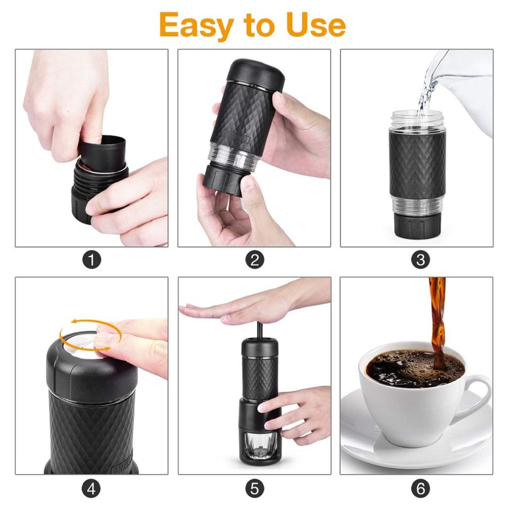 STARESSO 15Bar multi function Italian Concentrate Coffee machine Manual Capsule/coffee powder Portable outdoor coffee pot