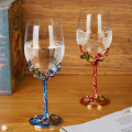 2 Pcs Crystal Champagne Red Wine Glass High Foot Enamel Cup Marry Decoration Gift Fashion Bird Shape Goblet