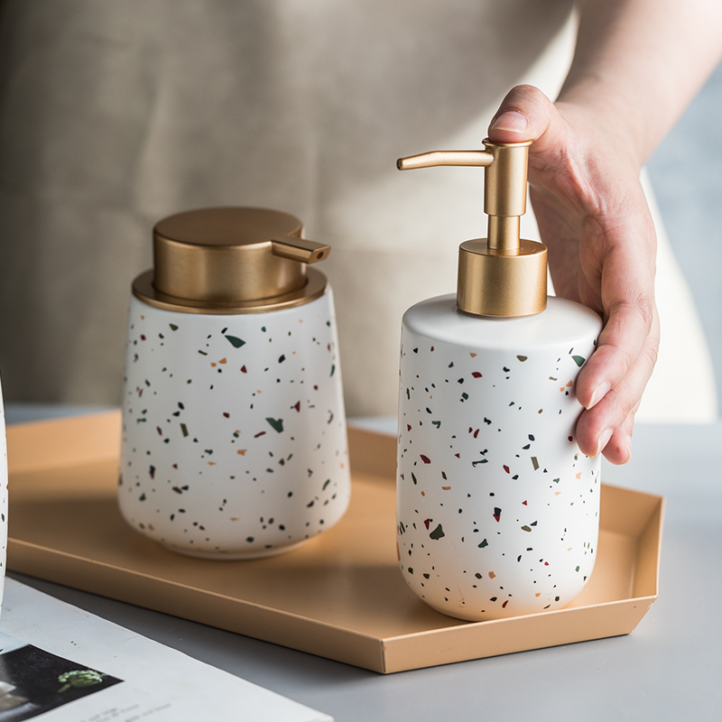 White Ceramic Soap Dispenser Shampoo Bottle Home Hotel Shower Gel Hand Washing Jar Bathroom Kitchen Liquid Soap Storage Bottle