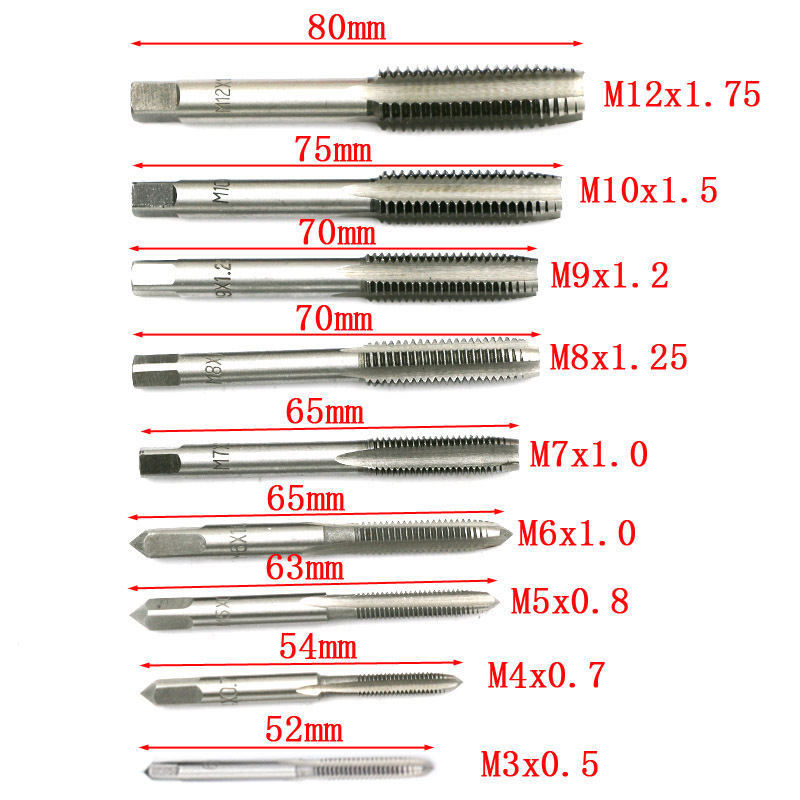 M3-M12 Metric Tap And Die Set Tap Drill Bits Tap Wrench Threading Tools For Metalworking Tempered Alloy High Carbon Steel