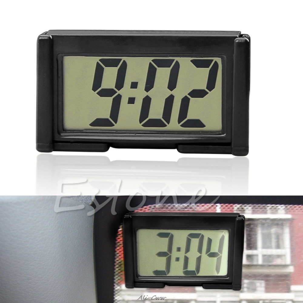 Interior Car Auto Dashboard Desk Digital Clock LCD Screen Self-Adhesive Bracket