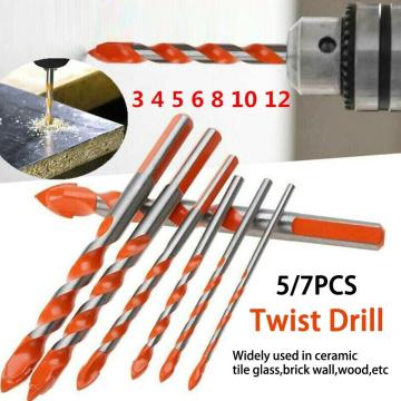 5/7 Pcs Drill Bits Multifunctional Ceramic Wall Drill Bit Set Anti-skid Shank Alloy Hole Opener Tile Glass Brick Wall Wood