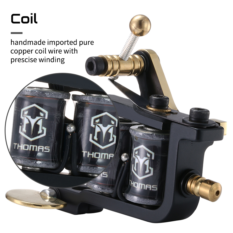 Mummy Handmade Tattoo Machine 8 Wrap Coils Handmade Imported Pure Copper Coil Wire With Prescise Winding Silver Spring Contact