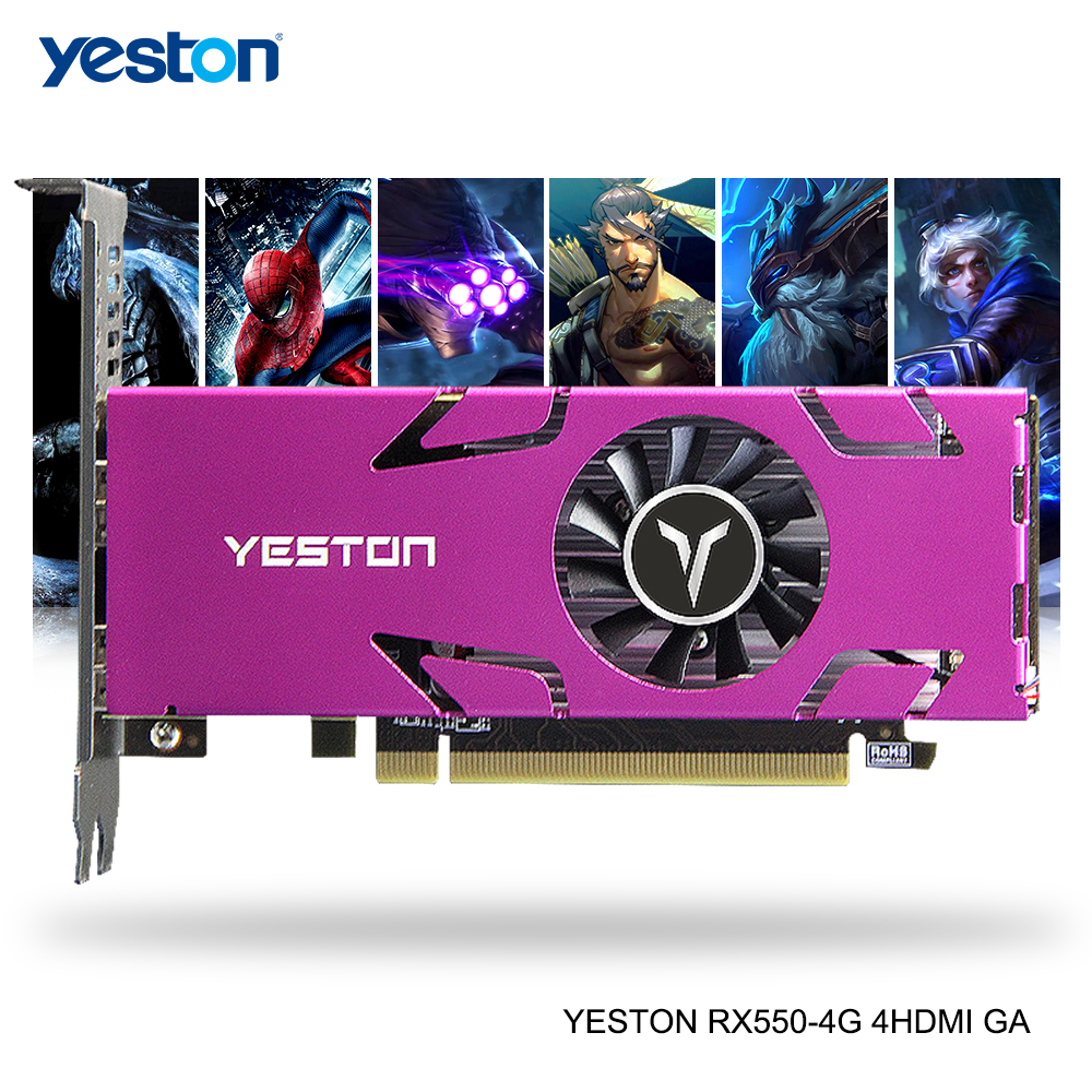 Yeston Radeon RX 550 GPU 4GB GDDR5 128bit Gaming Desktop computer PC Video Graphics Cards HDMI-compatible X4 use simultaneously