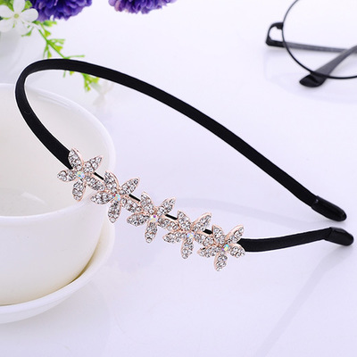 New Shiny Crystal Rhinestone White Flower Bridal Hairband Tiara High Quality Silver Color Headband Wedding Hairwear Hair Jewelry