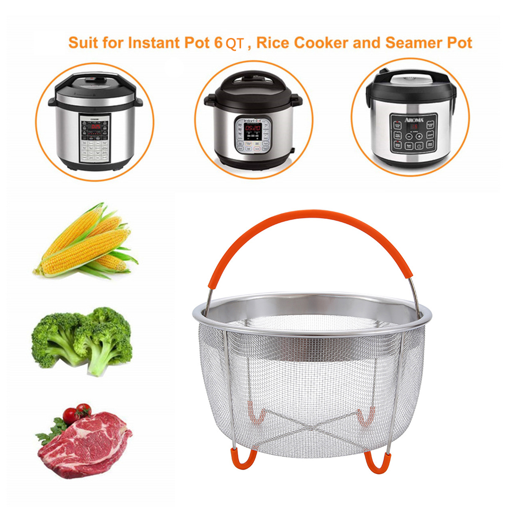 Steamer Basket Multifunction Sturdy Steamer Insert Basket for 6qt Pressure Cooker with Silicone Handle