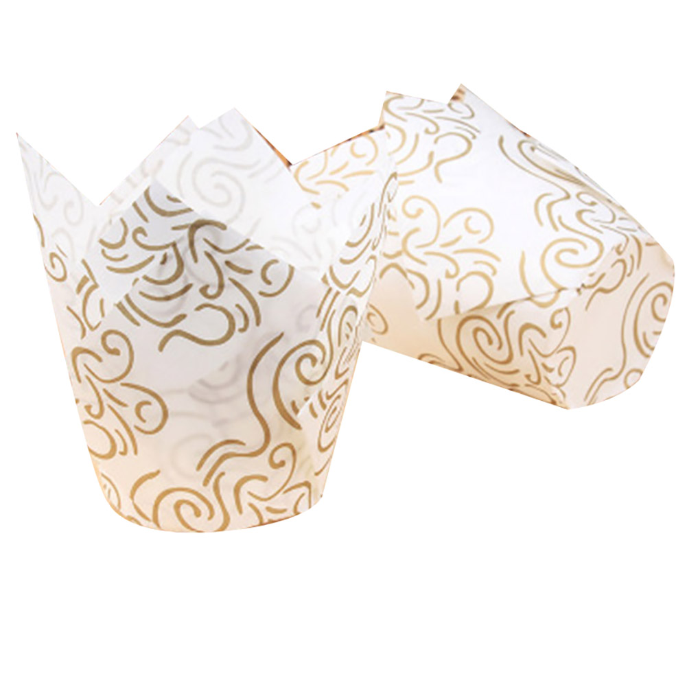 50pcs Tulip Baking Paper Cups Cupcake Muffin Liners Wrappers Baking Cups Muffin Treat Cup Wedding Hogard