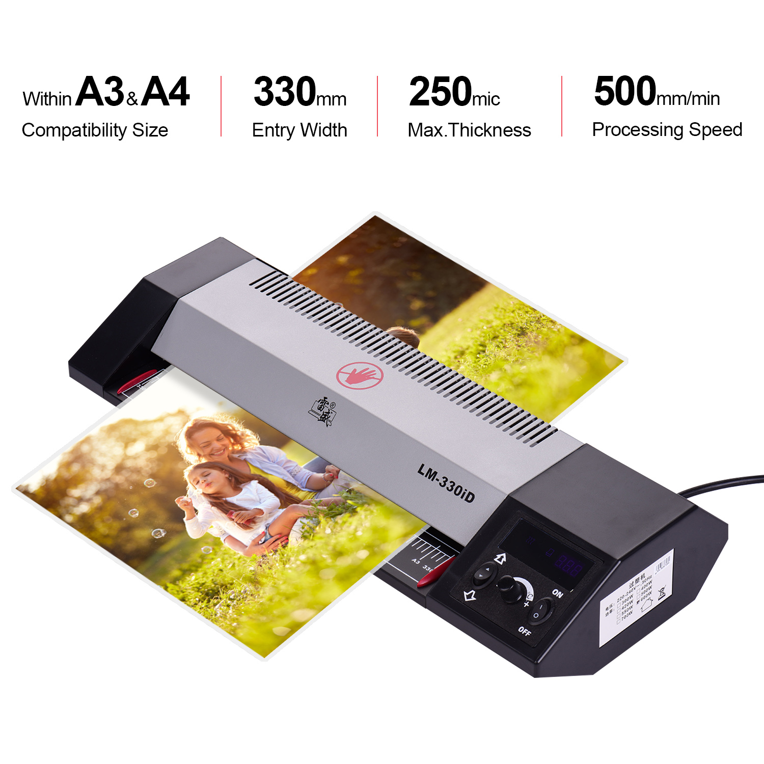 A3 Laminator Photo/Paper/Document Hot Cold Laminating Machine with 4 Roller LED Display Fast Laminating Temperature Adjustable