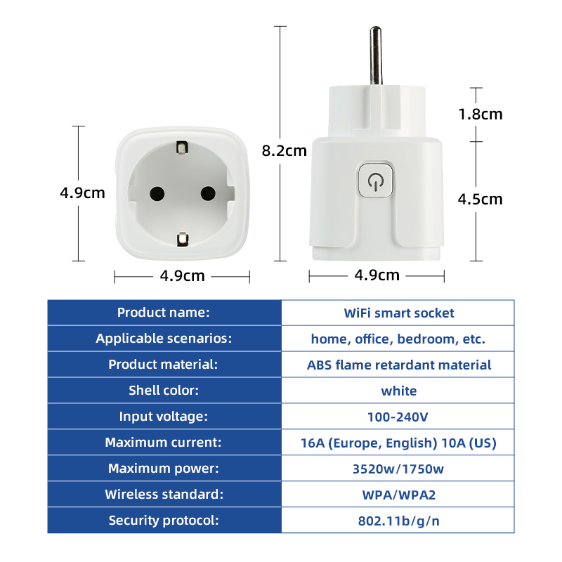 Herepow Smart WiFi Plug Adaptor 16A Remote Voice Control Power Monitor Socket Outlet Timing Function Work With Alexa Home Tuya