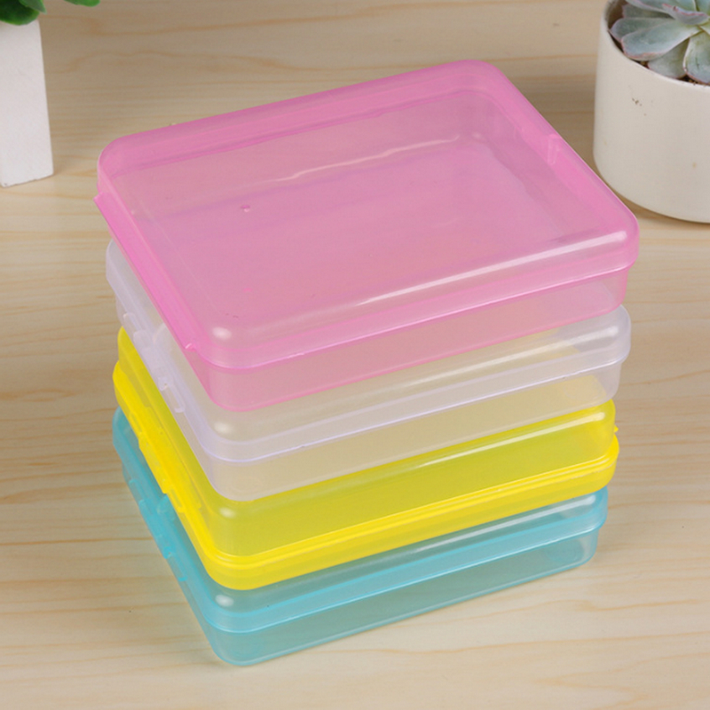 4 Color Small Plastic Transparent With Lid With Lid Collection Credit Card Bank Card Container Case Storage Box