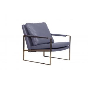 Modern Grey Leather Gold Zara Chair