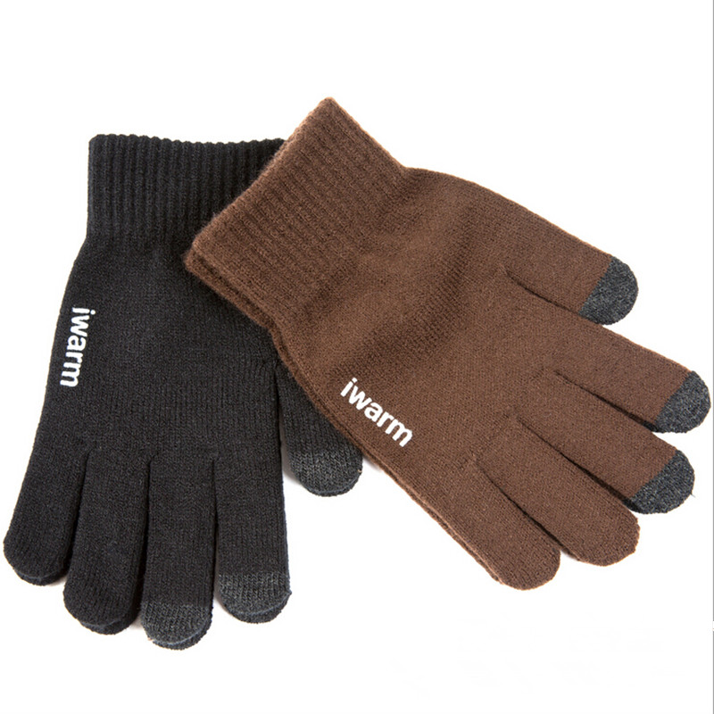 Men Knitted Skiing Gloves Anti-slip Touch Screen High Quality Male Thicken Warm Gloves Winter Autumn Men Mitten Warm Gloves