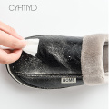 Men slippers leather Home slippers for men Waterproof Warm House slippers Male Fur Slippers Couple Platform Fluffy Big Size 50