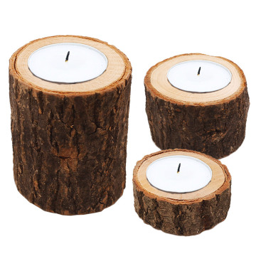 Wooden Bark Candlestick Candle Holders Stand 1Pcs Cactus Succulent Planter Flower Pot Rustic Wedding Party Home Decoration